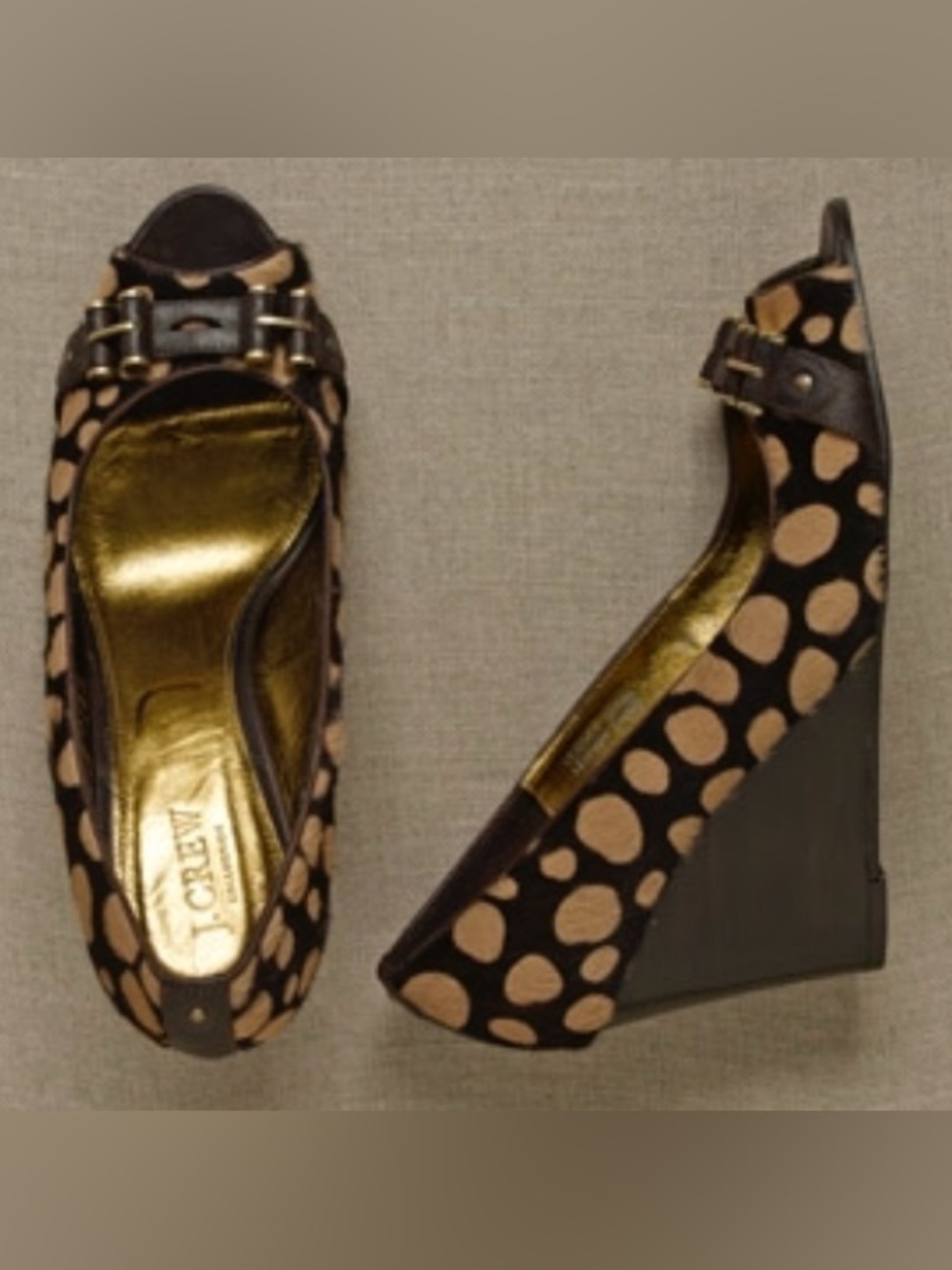 J. Crew Leopard print pony hair Wedges